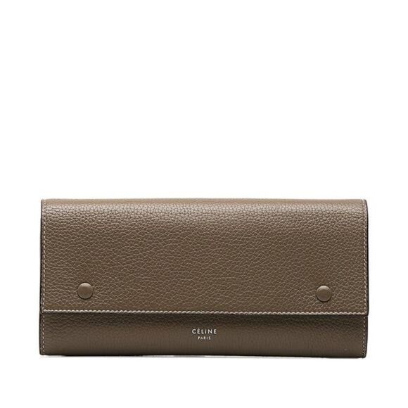 Celine Drummed Calfskin Large Multifunction Flap Wallet Souris - Picture 1 of 9